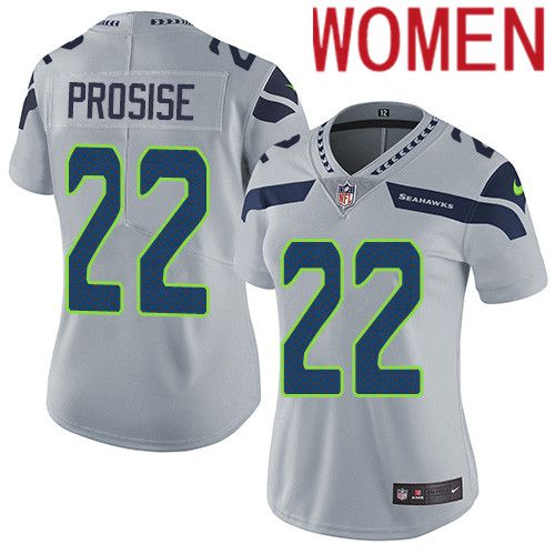 Women Seattle Seahawks #22 C. J. Prosise Nike Gray Vapor Limited NFL Jersey->women nfl jersey->Women Jersey